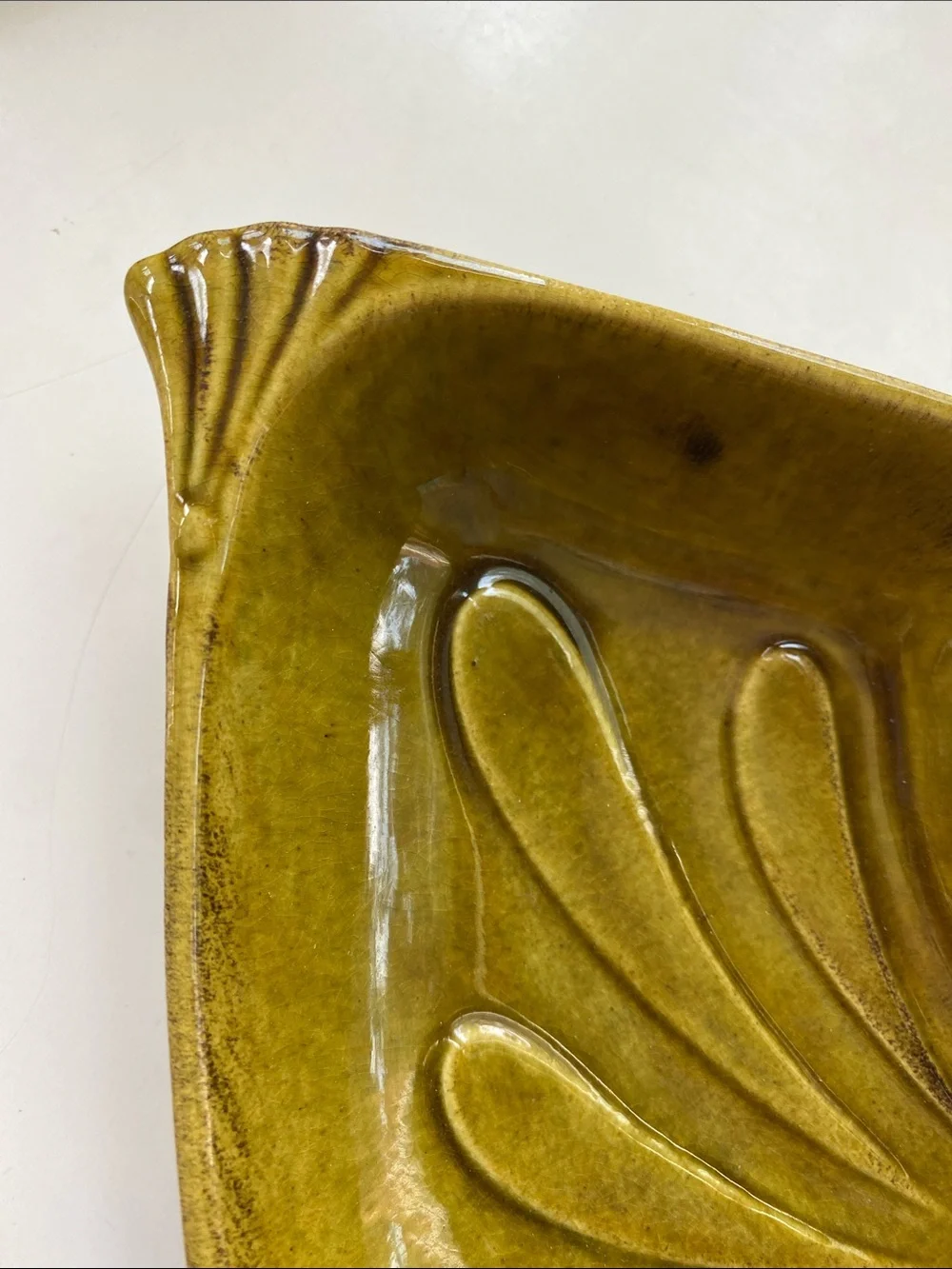 California Pottery Vintage MCM Lazy Susan Avocado Green Dish L54